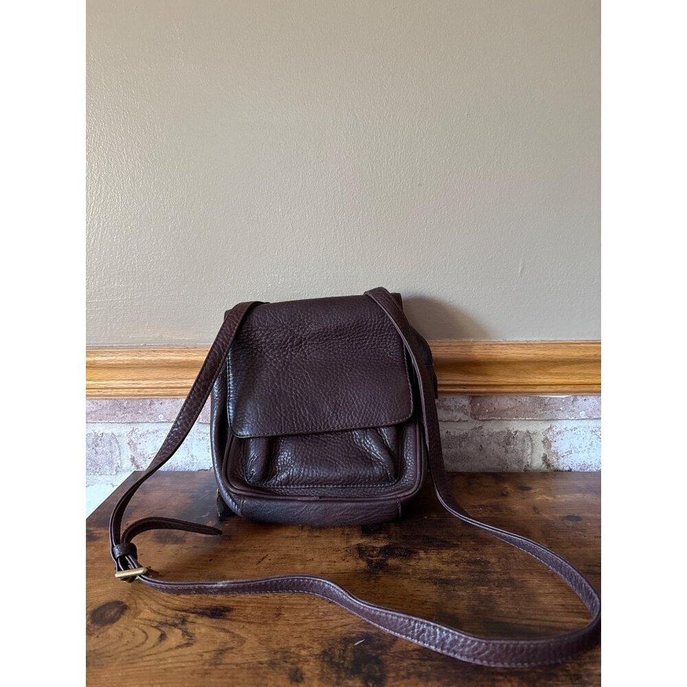 Eddie Brauer Vintage Brown Genuine Leather Crossbody Shoulder Bag